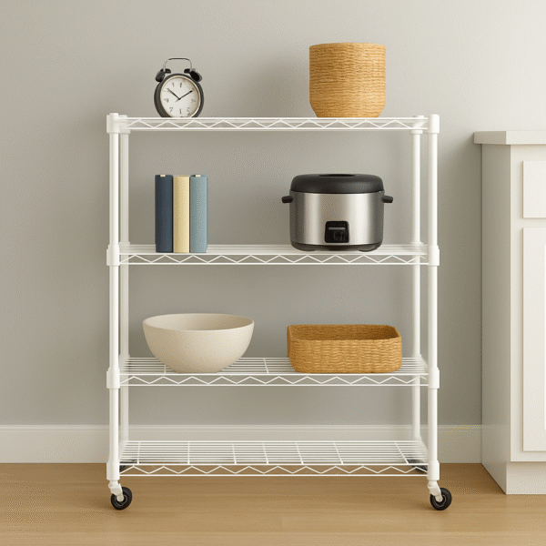 Estanteria de 4 niveles con Ruedas / Blanca (120 x 72 x 35)