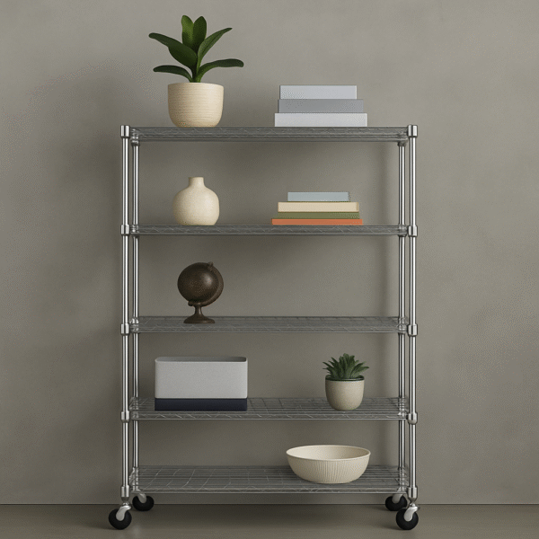 Estanteria de 5 niveles con Ruedas / Cromo (180 x 70 x 35)