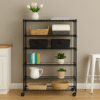 Estanteria de 6 niveles con Ruedas / Negra (180 x 72 x 35)