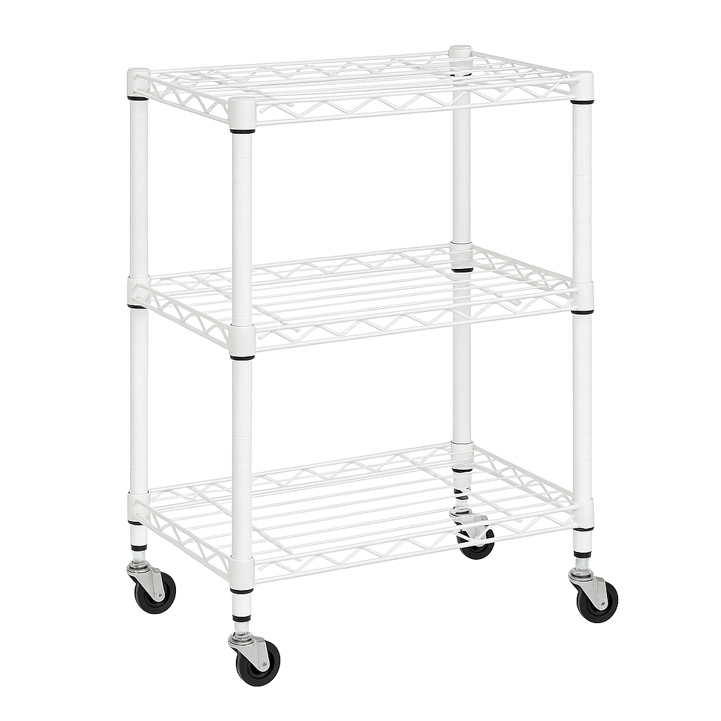Estanteria de 3 niveles con Ruedas / Blanca (90 x 72 x 35)