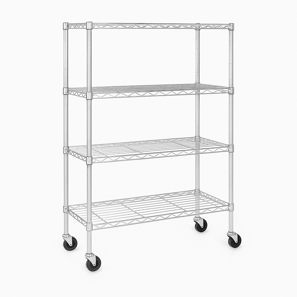 Estanteria de 4 niveles con Ruedas / Cromo (120 x 70 x 35)
