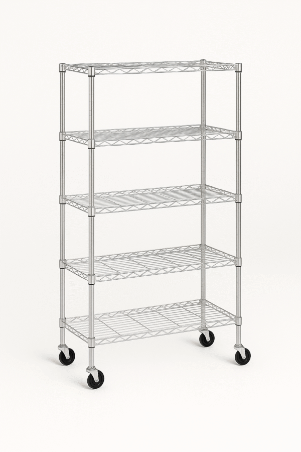 Estanteria de 5 niveles con Ruedas / Cromo (180 x 70 x 35)
