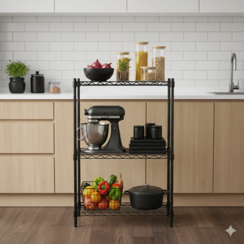 Estanteria de 3 niveles / negra (90 x 90 x 50)